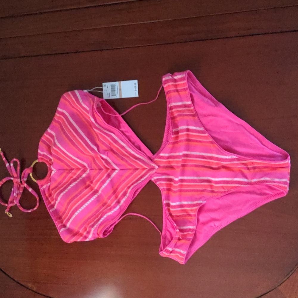 Trina Turk Marai High Neck One Piece Swimsuit - Cut Out Size 12 - Picture 3 of 8